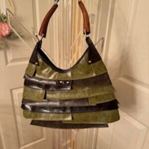 Beautiful handbag bought in Spain layers of colors of greens